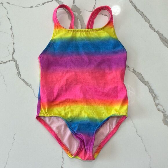 Pacific Connections One Piece Girls Multicolor Rainbow Swimsuit Bathing Suit - Picture 1 of 7